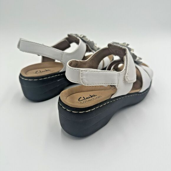 Clarks Merliah Sheryl Leather White Flower Womens 6 Slingback Sandals Shoes - Picture 6 of 15